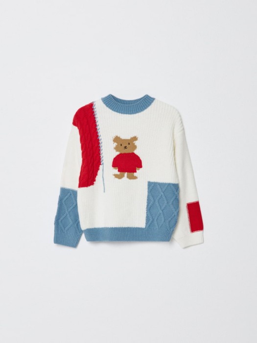 вязаный джемпер оверсайз в стиле пэчворк для мальчиков по цене 2499 руб вид справа