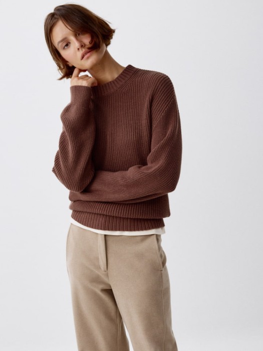 вязаный джемпер оверсайз из хлопка спереди