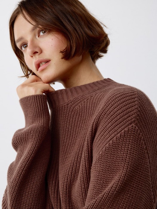 вязаный джемпер оверсайз универсального стиля с лицевой стороны