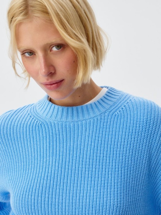 вязаный джемпер оверсайз для взрослого возраста с изнаночной стороны