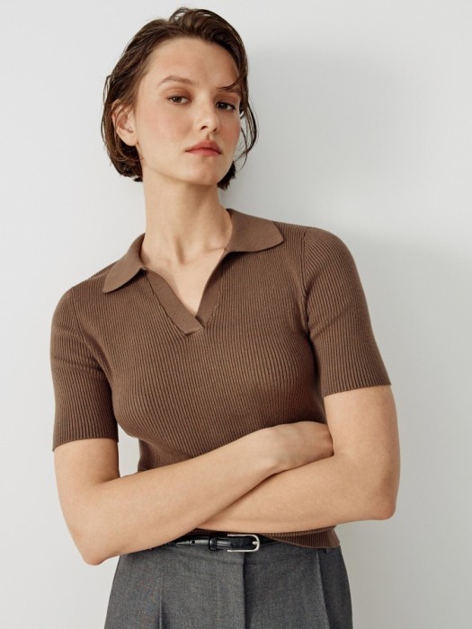 вязаный джемпер-поло с коротким рукавом 4610517614650 фотография