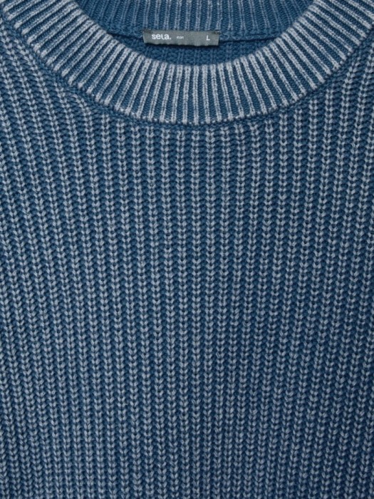 вязаный джемпер с эффектом стирки из хлопка спереди