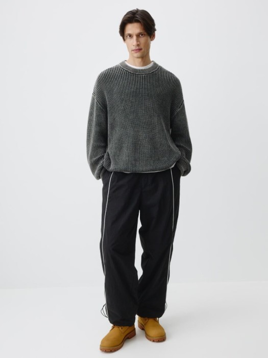 вязаный джемпер с эффектом стирки из хлопка спереди