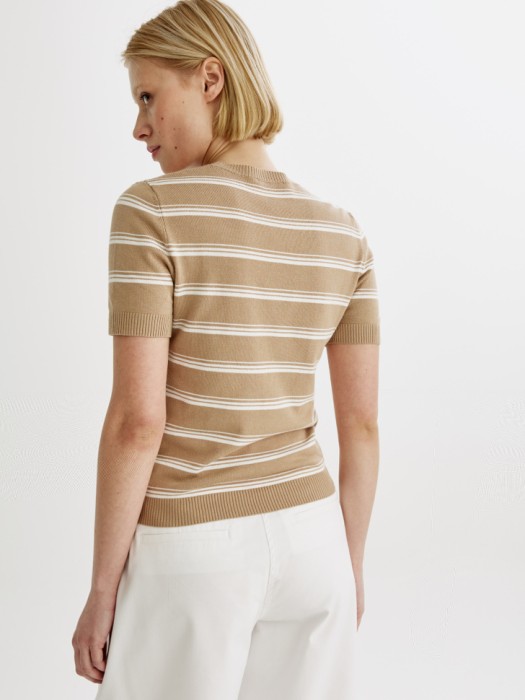 вязаный джемпер с коротким рукавом в полоску по цене 1999 руб вид справа