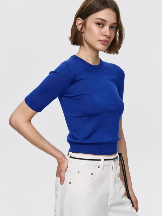 вязаный джемпер с коротким рукавом из россии вид сбоку