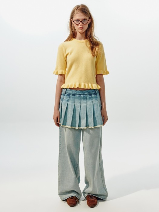 вязаный джемпер с оборками из линейки  young от бренда sela вид слева