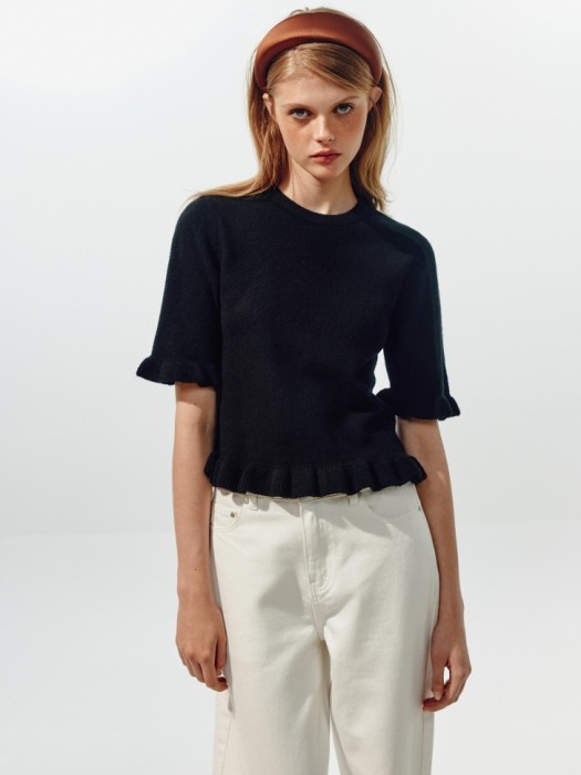 вязаный джемпер с оборками из линейки  young 4610517890665 фотография