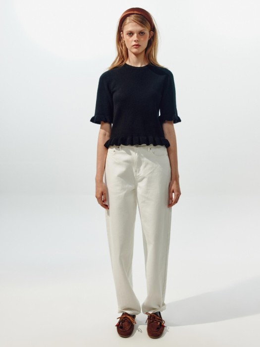 вязаный джемпер с оборками из линейки  young от бренда sela вид слева