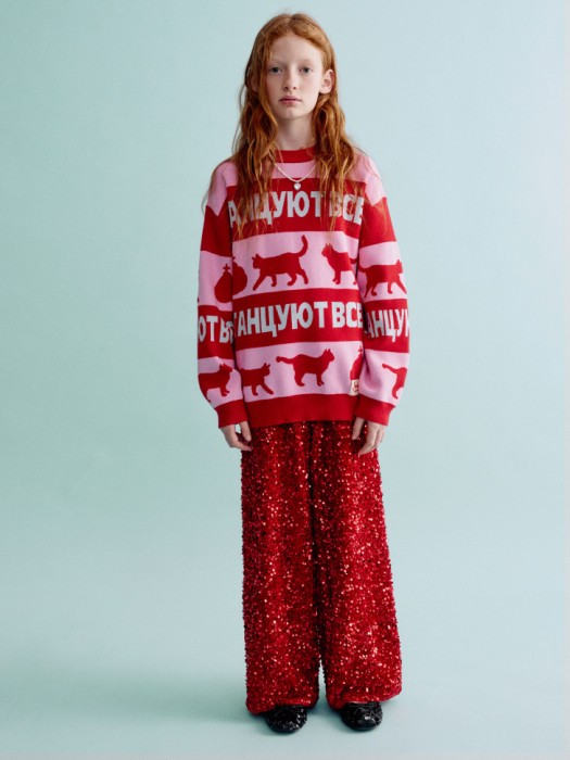 вязаный джемпер с принтом для девочек из коллекции  x мосфильм от бренда sela вид слева