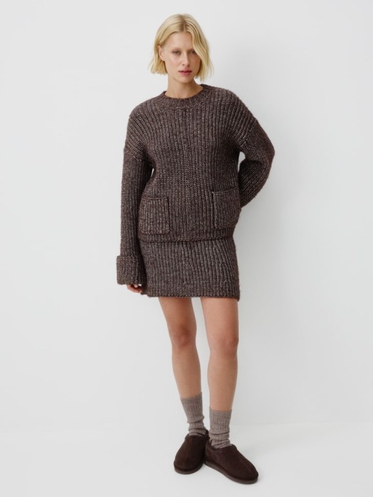 вязаный джемпер с содержанием шерсти из льна спереди