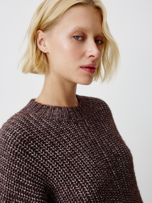 вязаный джемпер с содержанием шерсти универсального стиля с лицевой стороны