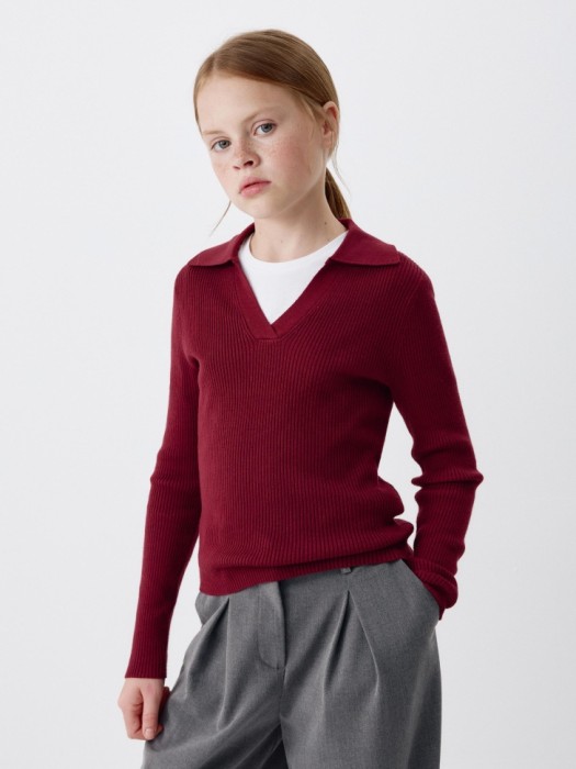 вязаный джемпер с воротником для девочек 4680704873269 фотография