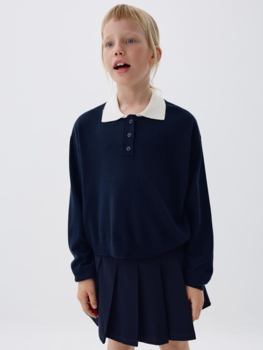 вязаный джемпер с воротником поло для девочек 4680704882377 фотография