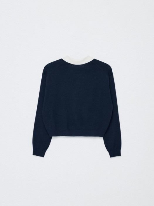 вязаный джемпер с воротником поло для девочек из льна спереди