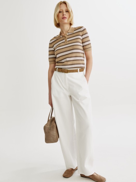 вязаный джемпер с воротником поло от бренда sela вид слева