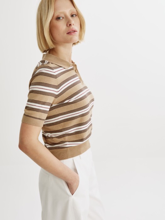 вязаный джемпер с воротником поло из россии вид сбоку