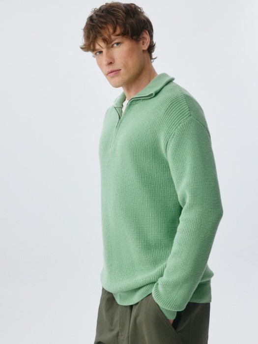 вязаный джемпер с воротником-стойкой на молнии 4680704980936 фотография