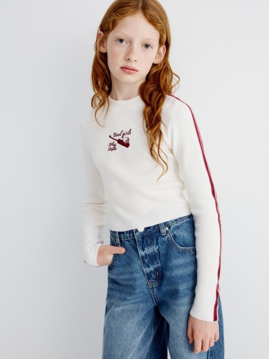 вязаный джемпер с вышивкой для девочек 4610517181039 фотография