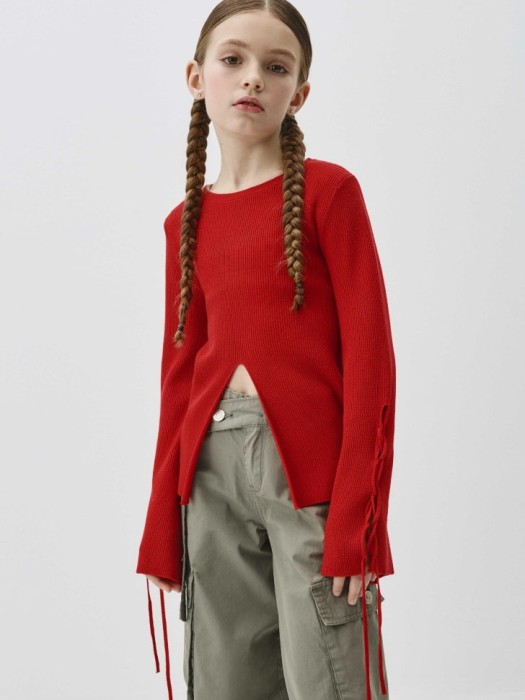 вязаный джемпер со шнуровкой для девочек 4680704653113 фотография