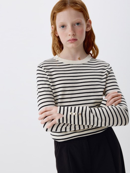 вязаный джемпер в полоску для девочек 4680704857641 фотография