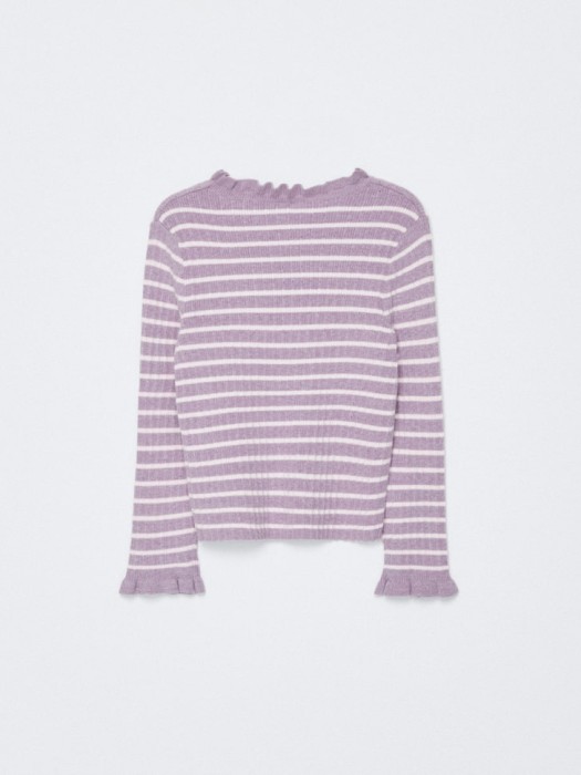 вязаный джемпер в полоску для девочек из россии вид сбоку