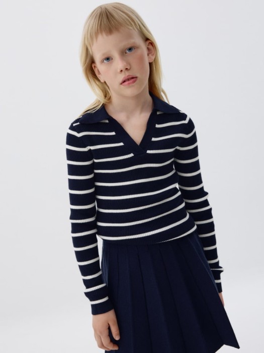 вязаный джемпер в полоску для девочек 4680704873184 фотография