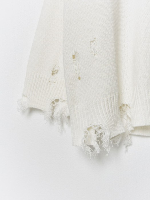 вязаный джемпер в стиле гранж для девочек из хлопка спереди