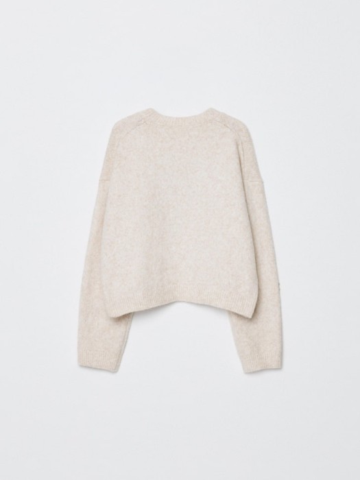 вязаный джемпер в вышивкой для девочек универсального стиля с лицевой стороны