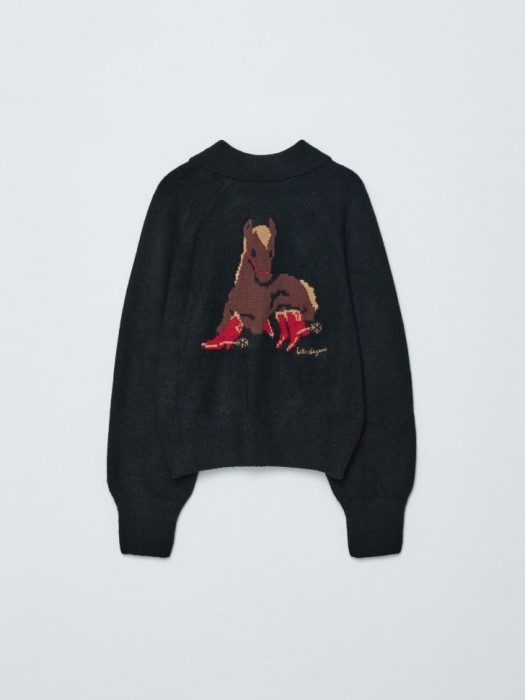 вязаный кардиган с иллюстрацией из линейки  young из льна спереди