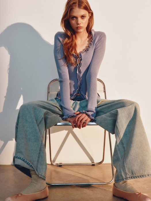 вязаный кардиган с оборками из линейки  young от бренда sela вид слева