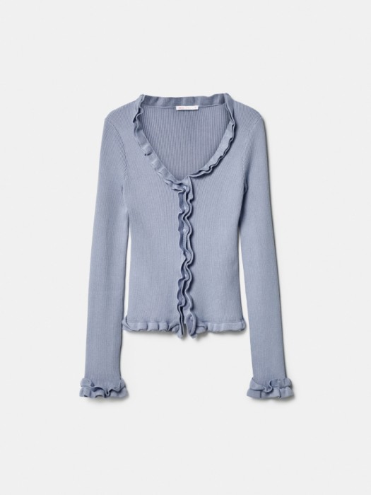 вязаный кардиган с оборками из линейки  young из вискозы спереди