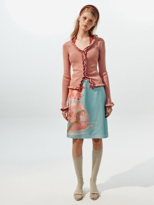 вязаный кардиган с оборками из линейки  young от бренда sela вид слева