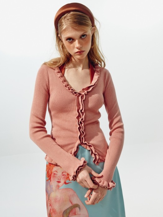 вязаный кардиган с оборками из линейки  young по цене 3299 руб вид справа