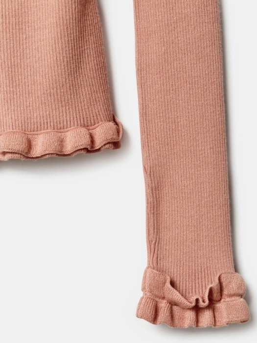 вязаный кардиган с оборками из линейки  young универсального стиля с лицевой стороны