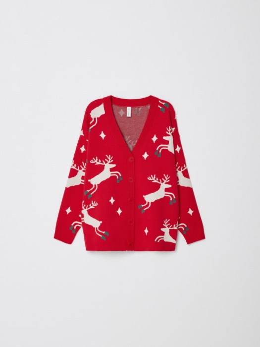 вязаный кардиган с жаккардовым принтом для девочек по цене 1999 руб вид справа