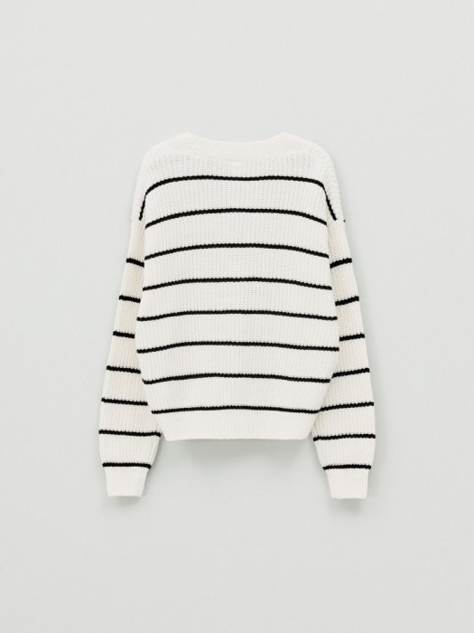 вязаный кардиган в полоску для девочек из россии вид сбоку