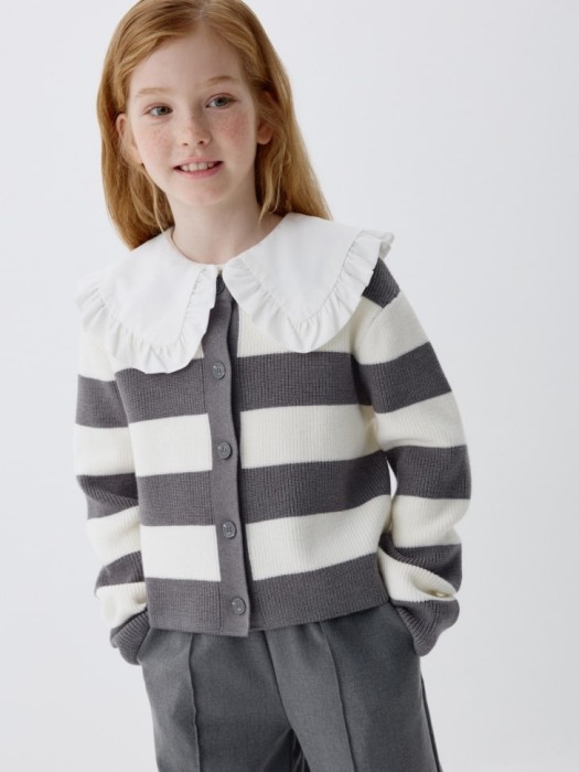 вязаный кардиган в полоску для девочек 4680704856682 фотография
