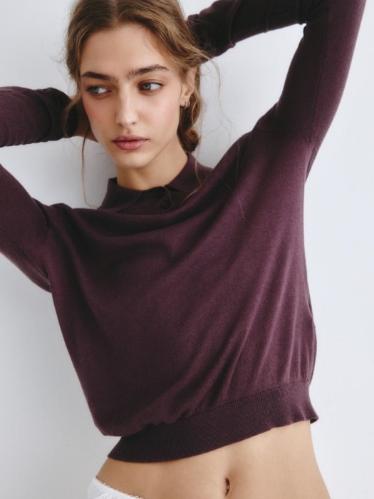 вязаный лонгслив-поло из линейки  young 4680798760612 фотография