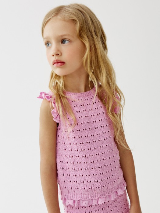 вязаный топ из ажурного трикотажа для девочек 4610517884039 фотография