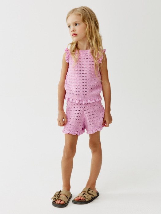 вязаный топ из ажурного трикотажа для девочек от бренда sela вид слева