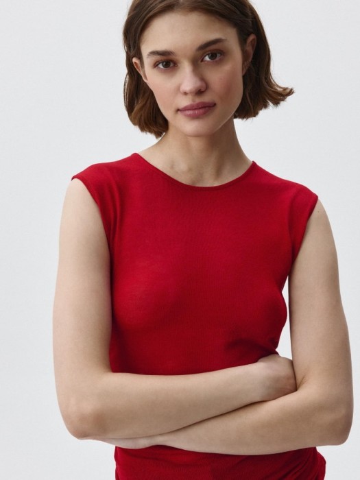 вязаный топ с драпировкой из россии вид сбоку