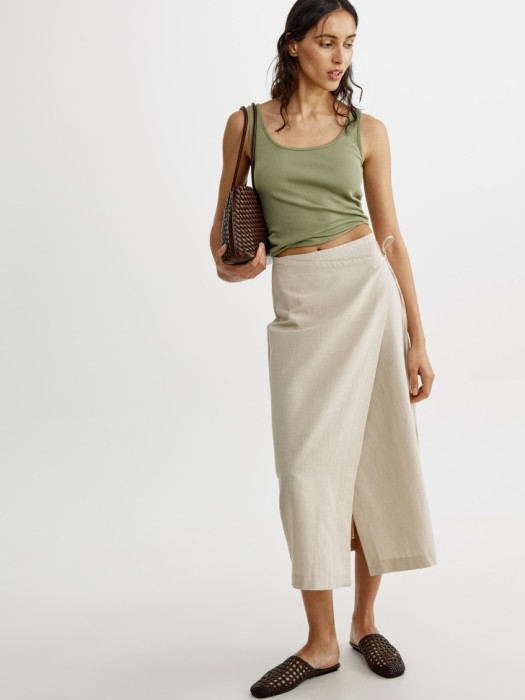 юбка миди из хлопка с запахом на завязке 4610517645685 фотография