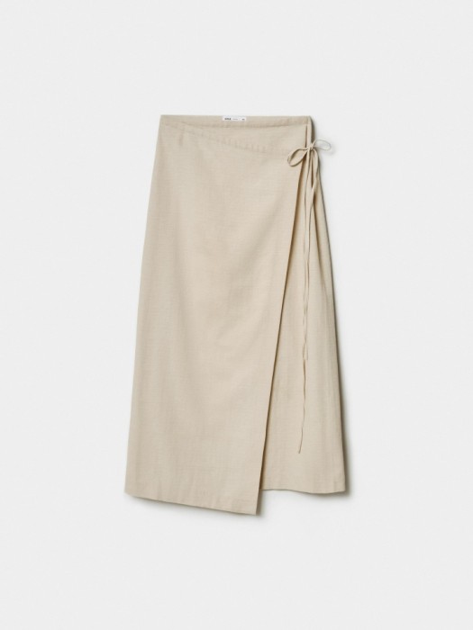 юбка миди из хлопка с запахом на завязке из хлопка спереди
