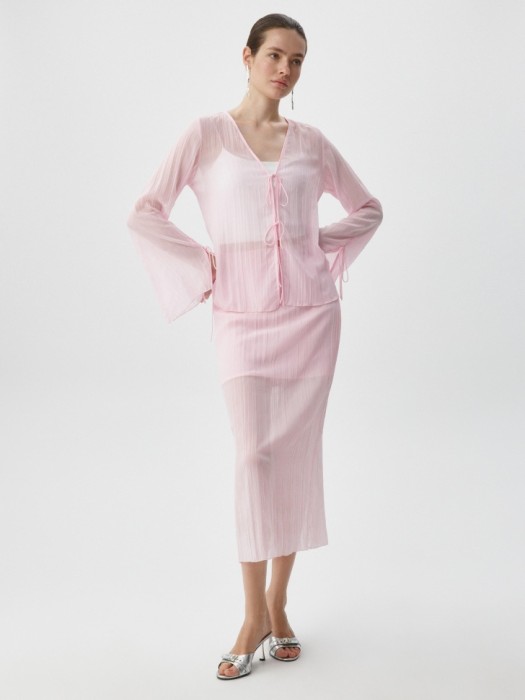 юбка миди из полупрозрачной ткани с жатым эффектом по цене 999 руб вид справа