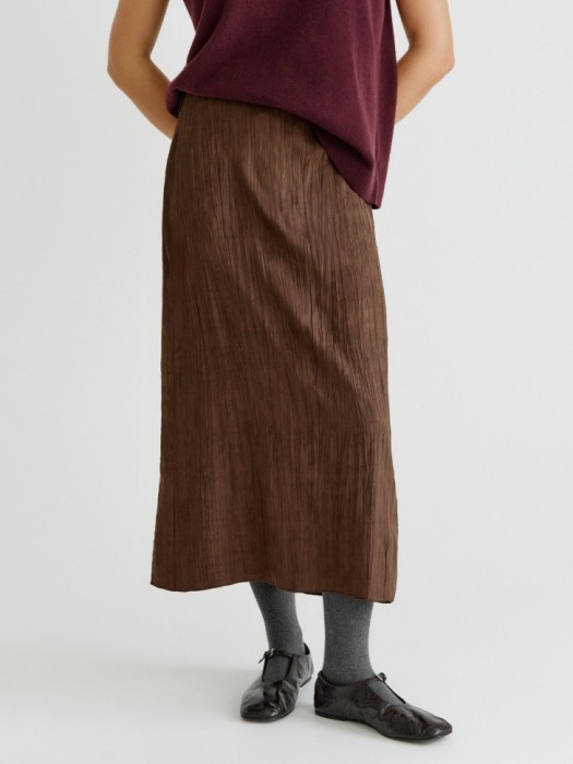 юбка миди из жатой искусственной замши от бренда sela вид слева