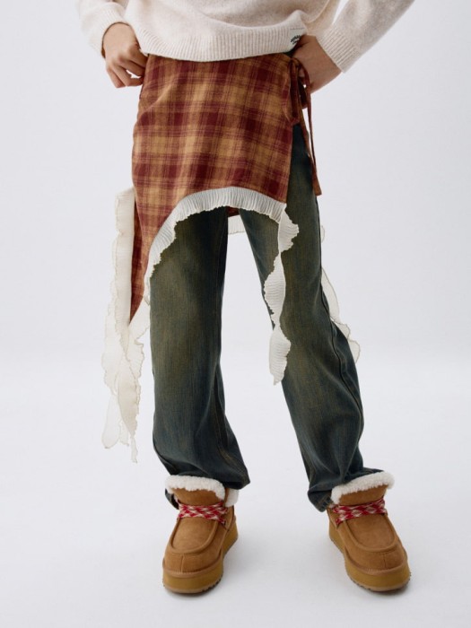 юбка-пояс в клетку для девочек от бренда sela вид слева