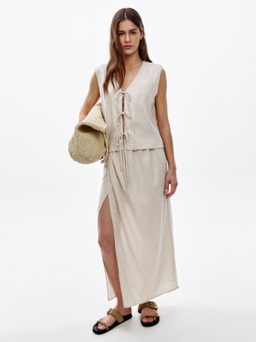 юбка с запахом из смесового льна 4610517889980 фотография