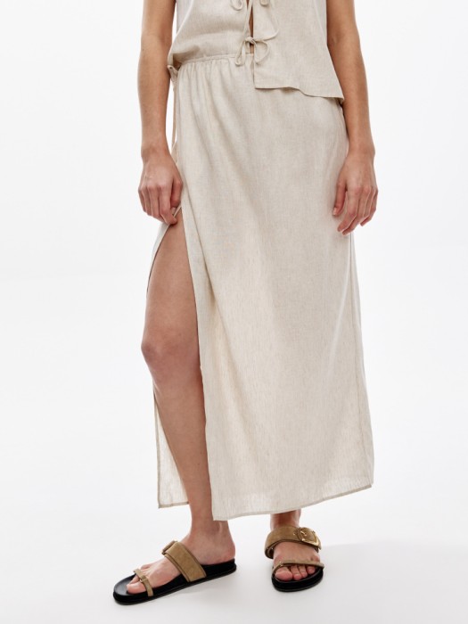 юбка с запахом из смесового льна от бренда sela вид слева