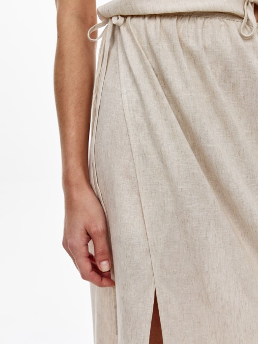 юбка с запахом из смесового льна из россии вид сбоку