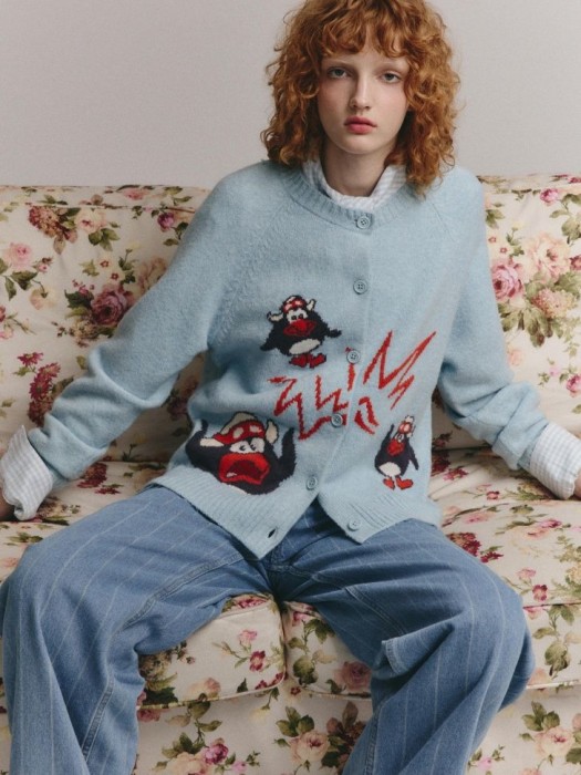 жаккардовый кардиган из коллекции  young × смешарики 4640611898342 фотография